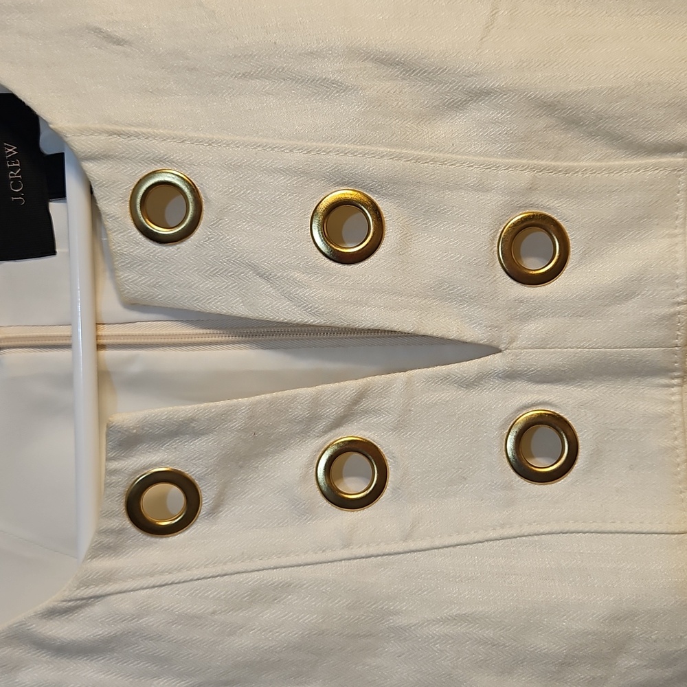 J.Crew Cream Sleeveless Dress with Gold Button Accents - Picture 2 of 8